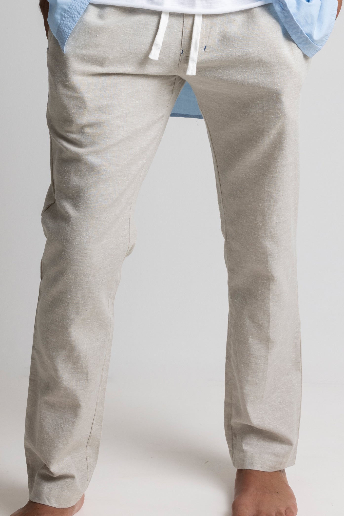 COOFANDY Men's Casual Linen Pants Elastic Waist Drawstring Cotton Trousers  | eBay